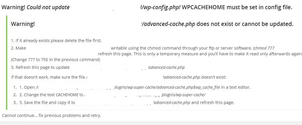 WP-Super Cache Error